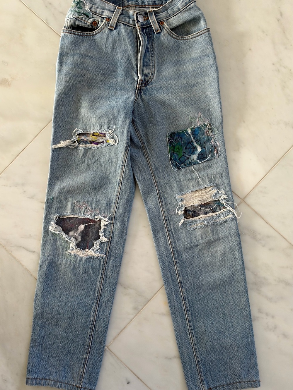 Levi's RJP Jeans with customized hand painted patches and embroidery